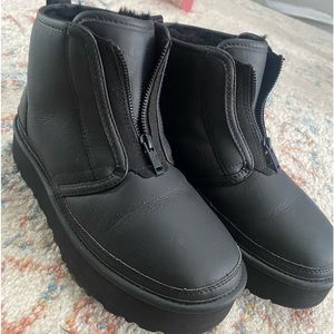 UGG ultra matte leather half zip platform